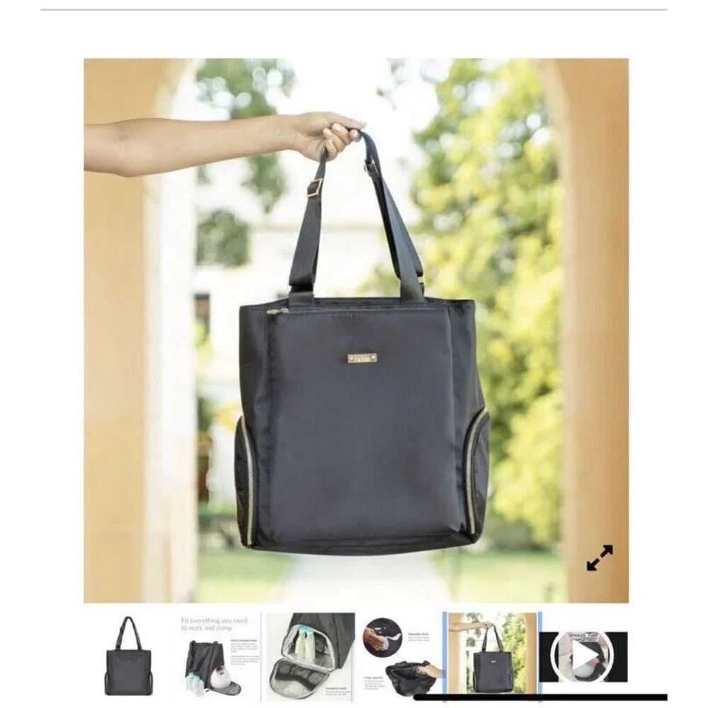 Kiinde Anika Breast Pump Baby Bag Cooler Pocket Laptop Compartment New Black Zip